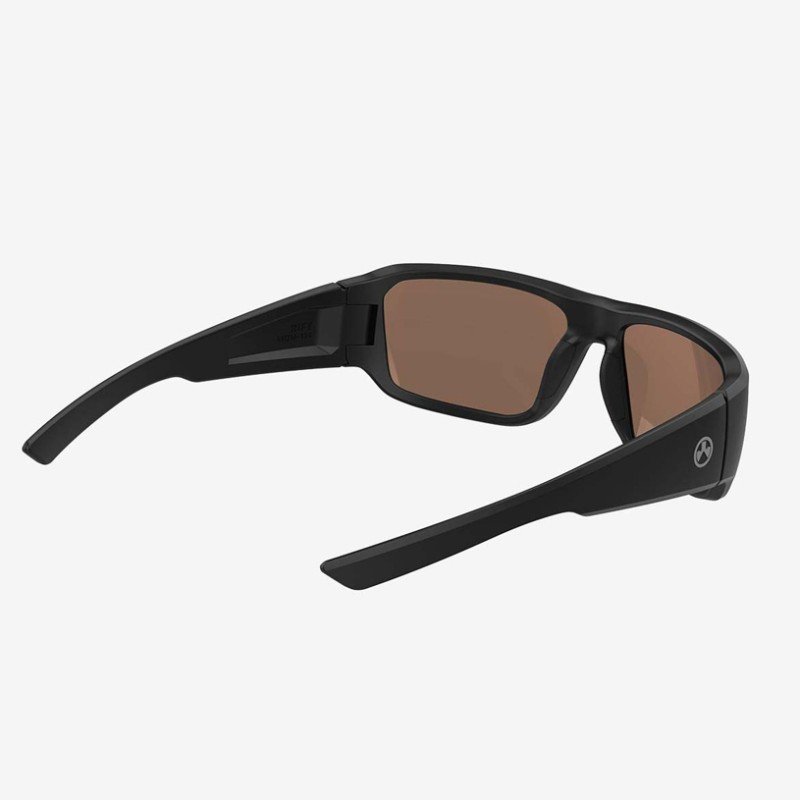 Vista interior de las Magpul Rift con las patillas abiertas y detalle del puente